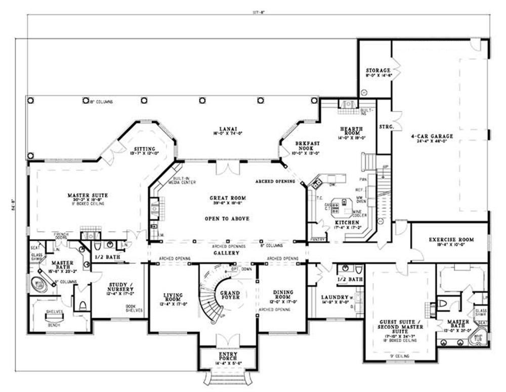 Floor Plan First Story of European Plan #153-1672